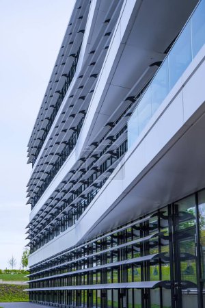 Photo for Vertical shot of a Rhenus Freight Network Gmbh building in Dortmund (Germany) - Royalty Free Image