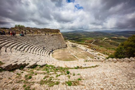 Photo for A view of the Theater of Segesta on a cloudy day in Italy - Royalty Free Image