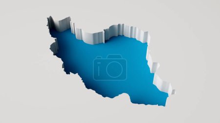 Foto de Mapa de la República de Irán en 3D extruido Profundidad del mar en azul con sombras - Imagen libre de derechos
