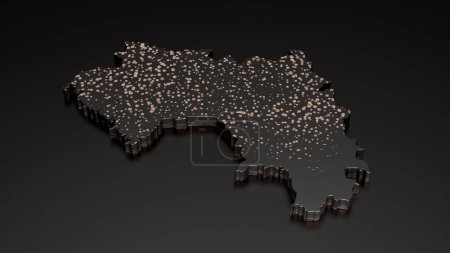 Photo for A 3D illustration of Guinea's exclusive black stone map on a dark background - Royalty Free Image