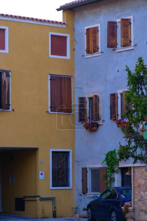 Photo for The vertical view of old-town colorful buildings in Soave - Royalty Free Image