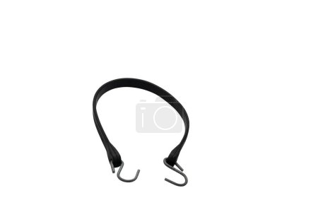 Photo for A black rubber tarp strap isolated on a white background - Royalty Free Image
