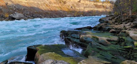 Photo for A panoramic view of the Niagara River flowing in Garganta del Niagara on a sunny day in Ontario Canada - Royalty Free Image