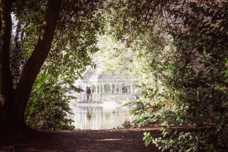 Photo for Saint Stephen's Green park in Dublin with a tranquil lake in front of a terrace - Royalty Free Image