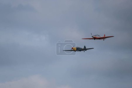 Photo for The two YR-ZAC airplanes flying at Bucharest International Air Show (BIAS 2022) - Royalty Free Image