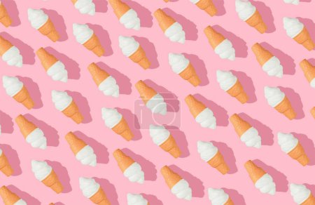 Foto de Un patrón de helado en 3D sobre un fondo rosa brillante - Imagen libre de derechos