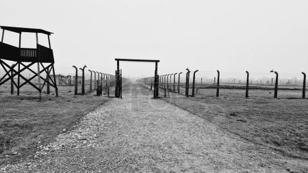 Photo for A grayscale shot of the old Auschwitz-Birkenau concentration camp - Royalty Free Image