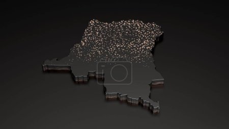 Photo for A 3D rendered map of Congo with gold glitter on a black background - travel and vacation concept - Royalty Free Image