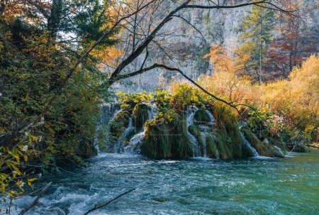 Photo for A scenic shot of cascades at Plitvice Lakes national park in autumn, Croatia - Royalty Free Image