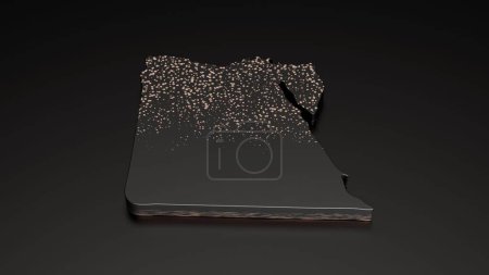 Photo for A 3D rendered map of Egypt with gold glitter on a black background - travel and vacation concept - Royalty Free Image