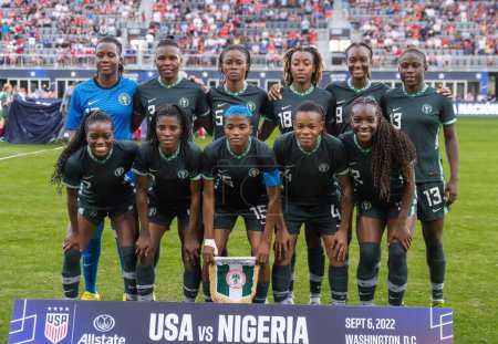 Photo for The team Nigeria at the Women's Soccer World Cup during the USWNT vs Nigeria match - Royalty Free Image