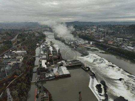 Photo for An aerial view of the Willamette River Industrial, Oregon - Royalty Free Image