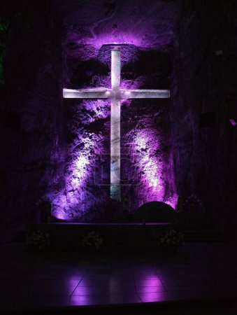 Photo for The interior of the Salt Cathedral of Zipaquira in Colombia - vertical shot - Royalty Free Image