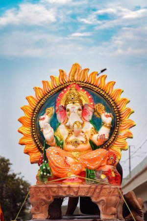 Photo for A vertical shot of Ganesh Chaturthi known as Vinayak Chaturthi or Ganeshotsav. - Royalty Free Image
