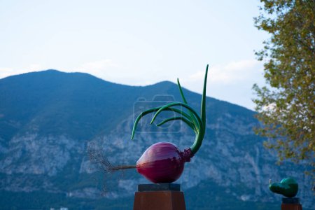 Photo for The Guiseppe Carta onion sculpture near Lake Iseo in Lombardy, Italy - Royalty Free Image