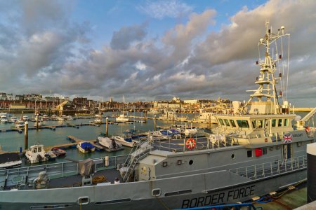 Photo for The Border Force vessel Vigilante in the Ramsgate Royal Harbor in the United Kingdom - Royalty Free Image