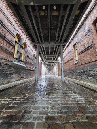Photo for The bridge between brick buildings in Hamburg, Germany. - Royalty Free Image