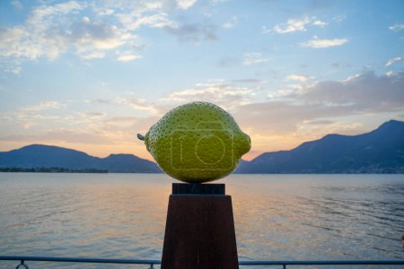 Photo for The Guiseppe Carta lemon sculpture near Lake Iseo in Lombardy, Italy - Royalty Free Image