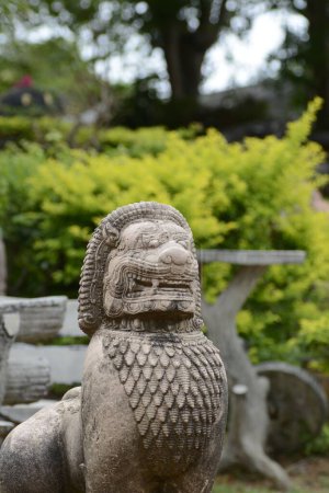 Photo for A lion stone statue in the garden in Thailand - Royalty Free Image