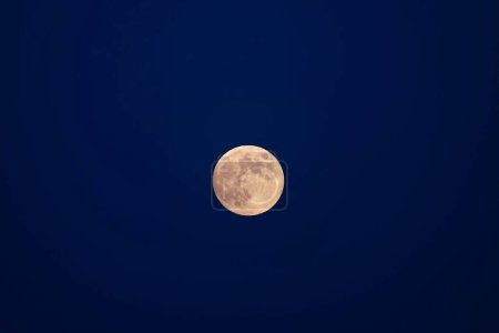 Téléchargez les photos : Un beau gros plan d'une pleine lune sur fond de ciel bleu - en image libre de droit