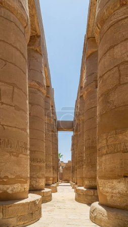 Photo for A vertical view of the columns of Karnak temple on a sunny day in Egypt - Royalty Free Image