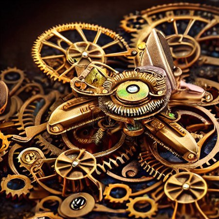 Photo for An AI-generated closeup illustration of intricate gears - Royalty Free Image