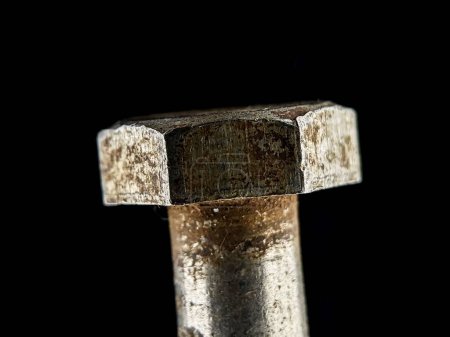 Photo for A macro shot of a rusted crew against the black background - Royalty Free Image