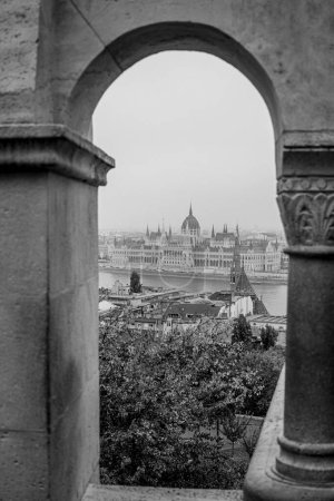 Photo for A vertical grayscale view of the Hungarian Parliament Building in Budapest, Hungary - Royalty Free Image