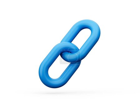 Téléchargez les photos : Un rendu 3D d'un symbole de maillon de chaîne bleu isolé sur un fond blanc - en image libre de droit