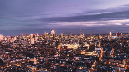 Photo for London Skyline Dramatic Evening Drone - Royalty Free Image