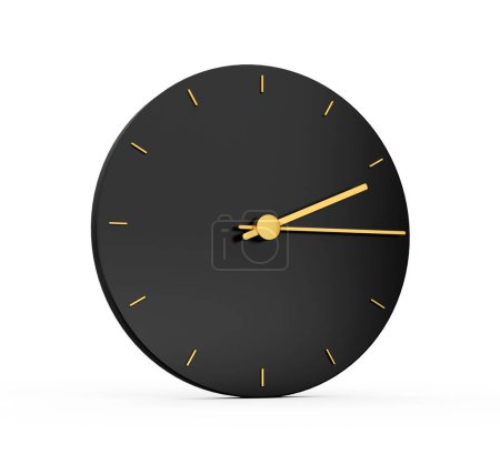 Téléchargez les photos : Premium Gold Clock icône isolée 2 : 15 heures quart sur fond d'icône noire, illustration 3d - en image libre de droit