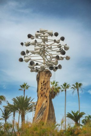 Photo for A vertical shot of a Wind Sculpture by Cesar Manrique in Puerto de la Cruz, Spain. - Royalty Free Image