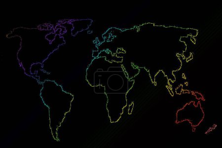 Téléchargez les photos : Carte d'Europe et d'Amérique, d'Asie et d'Australie. Modèle de carte de la Terre plane pour le modèle de site Web, rapport anual, inphographie. - en image libre de droit