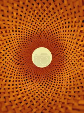 Photo for A vertical illustration in geometric spiral and circular forms in orange tones - Royalty Free Image