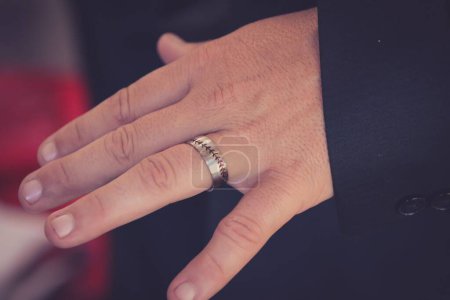 Photo for A man's hand with a ring on his ring finger - Royalty Free Image