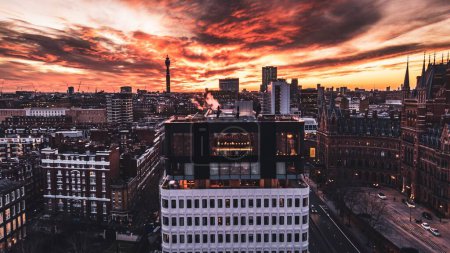Photo for The Standard, London Fiery Sunset Drone - Royalty Free Image