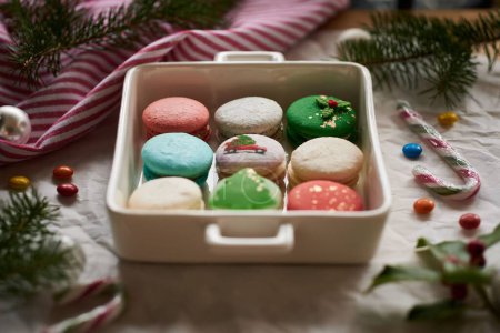 Photo for A closeup shot of Chirstmas themed macarons - Holidays concept - Royalty Free Image