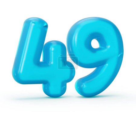 Foto de Un dígito de gelatina azul 49 Cuarenta y nueve aislado sobre fondo blanco para niños, ilustración 3d - Imagen libre de derechos
