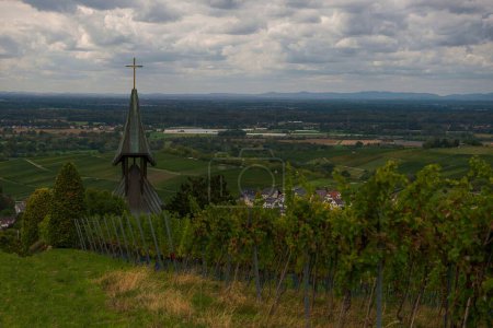 Téléchargez les photos : Un beau plan de vignes à côté d'une église - en image libre de droit