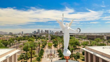 Photo for An aerial view of Phoenix Arizona capital city angel statue - Royalty Free Image