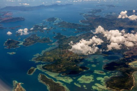 Photo for A bird's eye view of El Nido with white clouds in the sky - Royalty Free Image