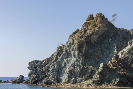 Téléchargez les photos : Une vue aérienne de la mer avec plage rocheuse - en image libre de droit