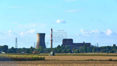 Photo for The Hornaing thermal power plant in France against the blue sky - Royalty Free Image