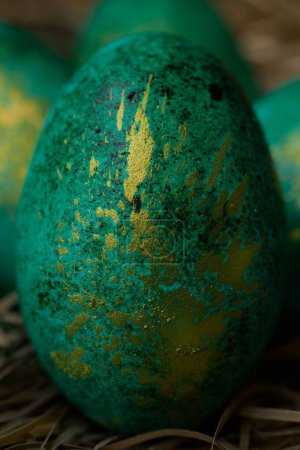 Photo for A beautifully colored egg in green color - Royalty Free Image