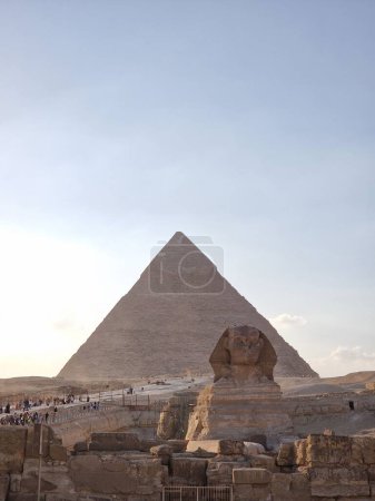 Photo for A vertical shot of the Great Sphinx of Giza at the pyramid - Royalty Free Image