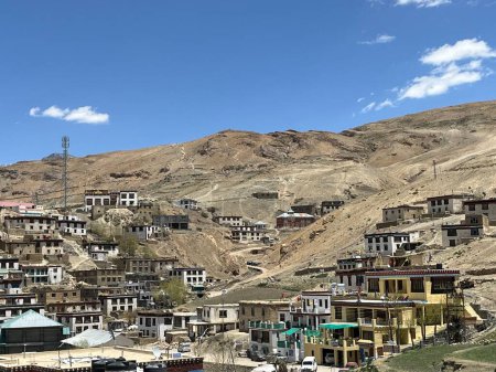 Photo for A beautiful view of Kibber Village on a sunny day in the Spiti Valley in Himachal Pradesh, India - Royalty Free Image