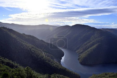 Photo for An aerial view of a beautiful lake near the mountains - Royalty Free Image