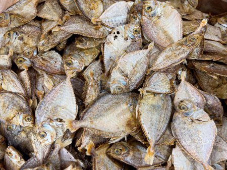 Téléchargez les photos : Un gros plan de petits poissons séchés dans un marché asiatique - en image libre de droit