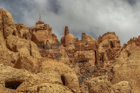 Photo for A view of the historic ruins of Vault Silver City in Zhada County, Tibet, China - Royalty Free Image