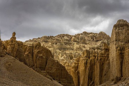 Photo for The Zanda soil forest landscape and cliffs in Zanda County of Ali prefecture in Tibet, China - Royalty Free Image